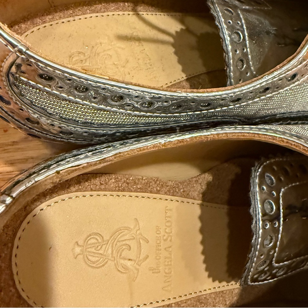Stylish Silver Women's Brogue Loafers - Picture 5 of 10